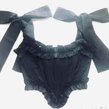 Load image into Gallery viewer, Black Ruffled Corset