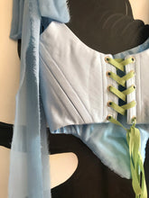Load image into Gallery viewer, Ruched Powder Blue Satin Corset