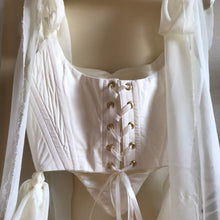 Load image into Gallery viewer, Ruched Ivory French Satin Corset