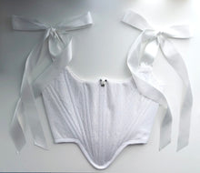 Load image into Gallery viewer, White Cotton Pointelle Overbust