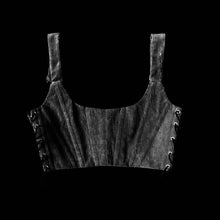 Load image into Gallery viewer, Black Overall Side-lace Corduroy Corset