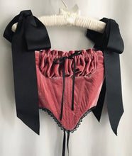 Load image into Gallery viewer, Rose Velvet Ruched Open-bust Corset