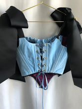 Load image into Gallery viewer, Blue Velvet Ruched Open-bust Corset