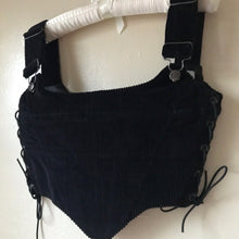 Load image into Gallery viewer, Black Overall Side-lace Corduroy Corset