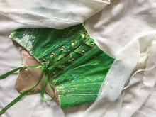Load image into Gallery viewer, Green silk velvet embroidery corset