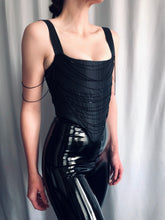 Load image into Gallery viewer, Draped rhinestone taffeta overbust, Black