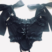 Load image into Gallery viewer, Black Ruffled Corset