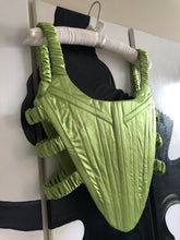 Load image into Gallery viewer, Green satin side-scrunch corset