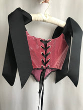 Load image into Gallery viewer, Rose Velvet Ruched Open-bust Corset
