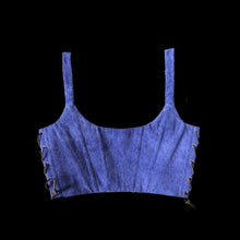 Load image into Gallery viewer, Blue Overall Side-lace Corduroy Corset