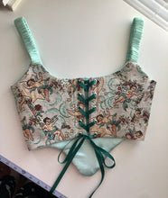 Load image into Gallery viewer, Upcycled Cherub Tapestry Overbust Corset