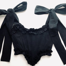 Load image into Gallery viewer, Black Ruffled Corset