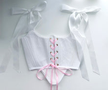 Load image into Gallery viewer, White Cotton Pointelle Overbust