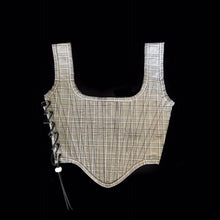 Load image into Gallery viewer, Plaid Side-Lace Piping Corset