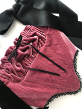 Load image into Gallery viewer, Rose Velvet Ruched Open-bust Corset