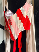 Load image into Gallery viewer, Pink & Red Silk kimono corset