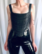 Load image into Gallery viewer, Draped rhinestone taffeta overbust, Black