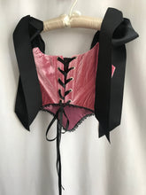Load image into Gallery viewer, Rose Velvet Ruched Open-bust Corset