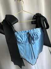 Load image into Gallery viewer, Blue Velvet Ruched Open-bust Corset