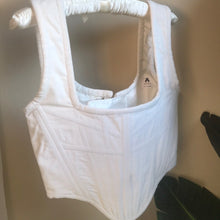 Load image into Gallery viewer, White Velvet Piping Corset
