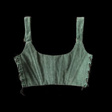 Load image into Gallery viewer, Green Overall Side-lace Corduroy Corset