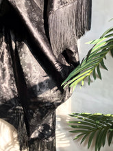 Load image into Gallery viewer, Black Floral Fringe Caftan
