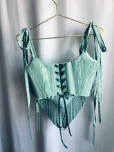 Load image into Gallery viewer, Sea Foam Moire Tassel Corset