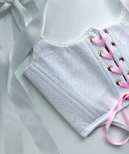 Load image into Gallery viewer, White Cotton Pointelle Overbust