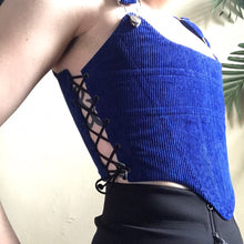 Load image into Gallery viewer, Black Overall Side-lace Corduroy Corset
