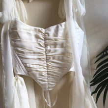 Load image into Gallery viewer, Ruched Ivory French Satin Corset