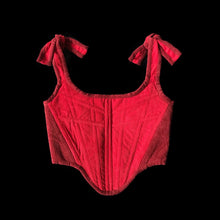 Load image into Gallery viewer, Two-Tone Red Contrast Corduroy Corset