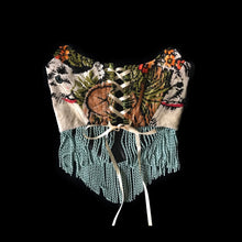 Load image into Gallery viewer, Strapless Kitty Velvet Fringe Corset