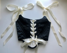 Load image into Gallery viewer, DROP: Black Tuxedo Bow Overbust