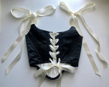 Load image into Gallery viewer, Black Tuxedo Bow Overbust