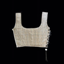 Load image into Gallery viewer, Plaid Side-Lace Piping Corset
