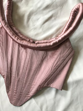 Load image into Gallery viewer, Pink satin puff corset