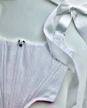 Load image into Gallery viewer, White Cotton Pointelle Overbust