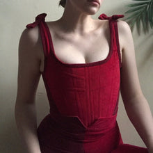 Load image into Gallery viewer, White Velvet Piping Corset