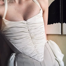 Load image into Gallery viewer, Ruched Ivory French Satin Corset