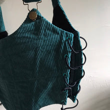 Load image into Gallery viewer, Green Overall Side-lace Corduroy Corset