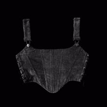 Load image into Gallery viewer, Black Overall Side-lace Corduroy Corset