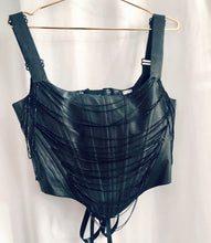Load image into Gallery viewer, Draped rhinestone taffeta overbust, Black