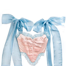 Load image into Gallery viewer, Pink & Blue Lacey Ruched Overbust - XS