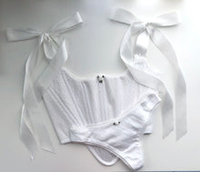 Load image into Gallery viewer, White Cotton Pointelle Overbust