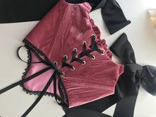 Load image into Gallery viewer, Rose Velvet Ruched Open-bust Corset