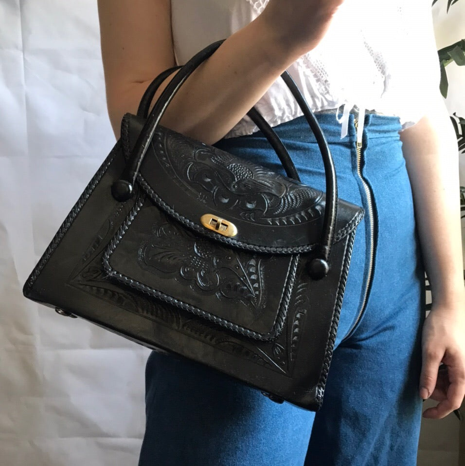 Vintage 1970’s Embossed Leather Handbag