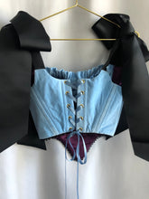 Load image into Gallery viewer, Blue Velvet Ruched Open-bust Corset
