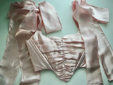Load image into Gallery viewer, Pink Satin Ruched Overbust
