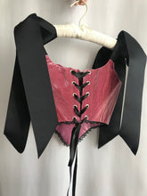 Load image into Gallery viewer, Rose Velvet Ruched Open-bust Corset
