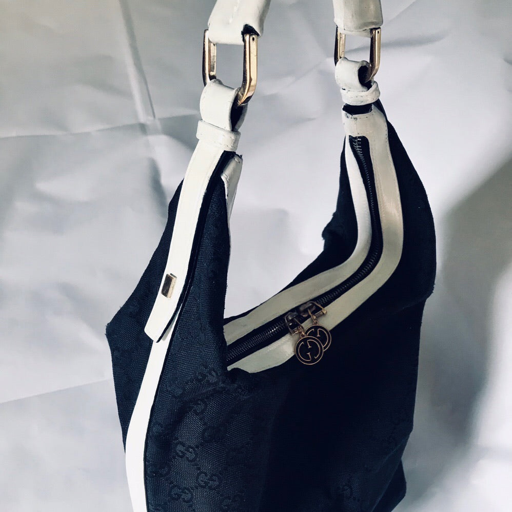 Vintage Gucci Monogram Shoulder Bucket Bag